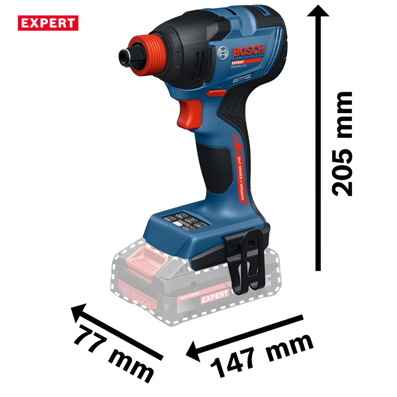 Masina de insurubat cu impact cu acumulatori BOSCH EXDX 18V-210 EXPERT, L-BOXX, patrat 1/2 + hex. 1/4