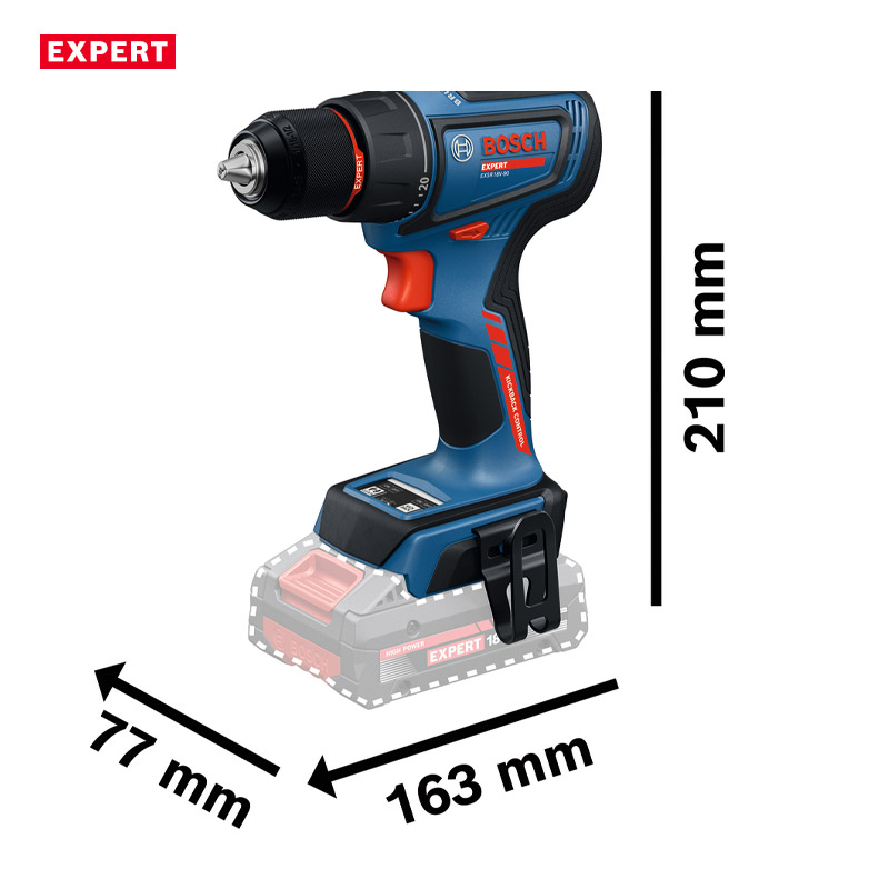 Masina de gaurit si insurubat cu acumulatori 18V 2x4.0Ah, BOSCH Profesional EXPERT L-BOXX, 65 Nm, tip EXSR 18V-90 EXPERT