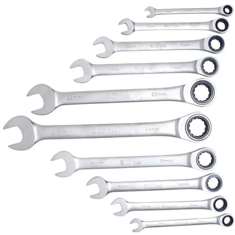 Chei combinate cu clichet BGS, 8-24 mm - 10 chei, 14 piese profesionale