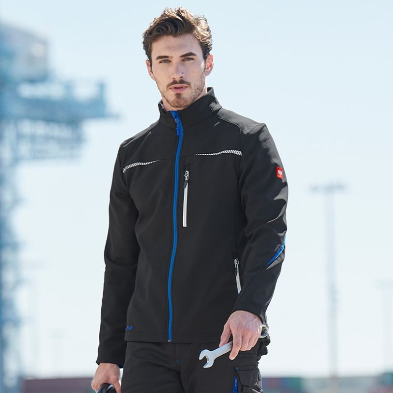 Geacă Softshell de lucru Strauss, e.s. motion 2020, negru-grafit/albastru, marimea XS