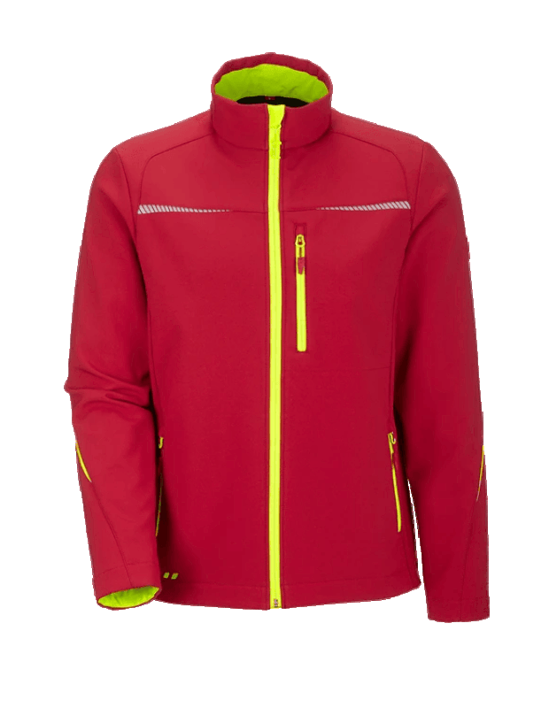 Geacă Softshell de lucru Strauss, e.s. motion 2020, rosu/galben fosforescent, marimea XS