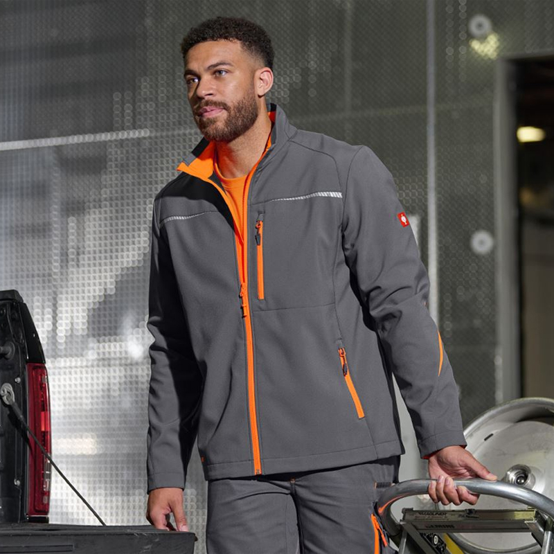 Geacă Softshell de lucru Strauss, e.s. motion 2020, gri antracit/portocaliu fosforescent, marimea XS