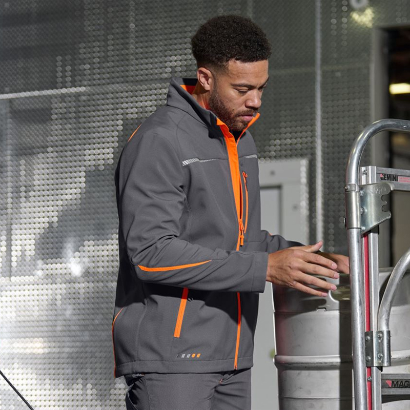 Geacă Softshell de lucru Strauss, e.s. motion 2020, gri antracit/portocaliu fosforescent, marimea XS