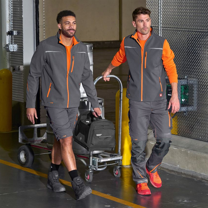 Geacă Softshell de lucru Strauss, e.s. motion 2020, gri antracit/portocaliu fosforescent, marimea XS