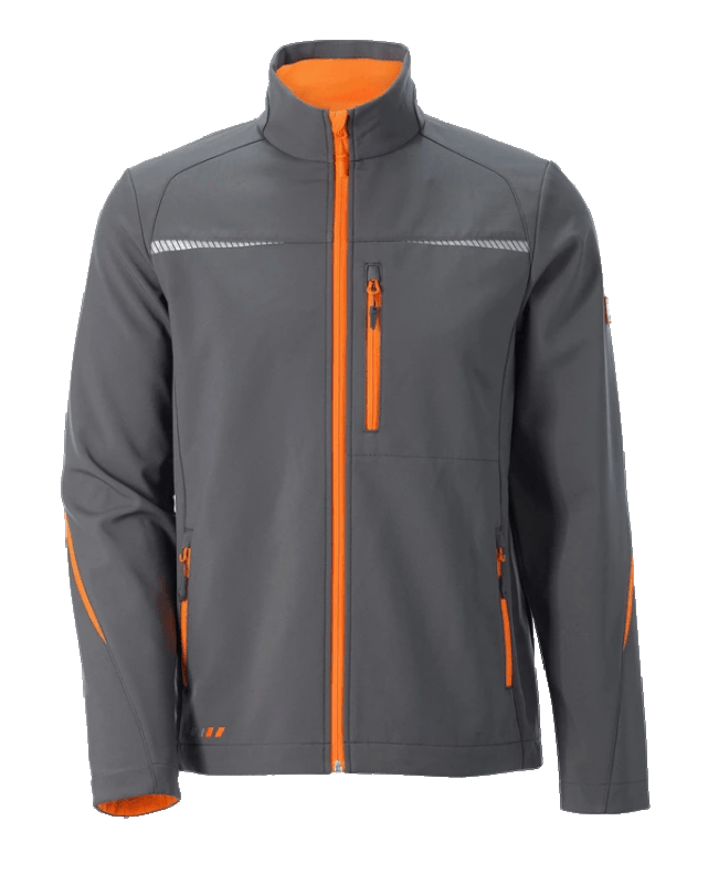 Geacă Softshell de lucru Strauss, e.s. motion 2020, gri antracit/portocaliu fosforescent, marimea M
