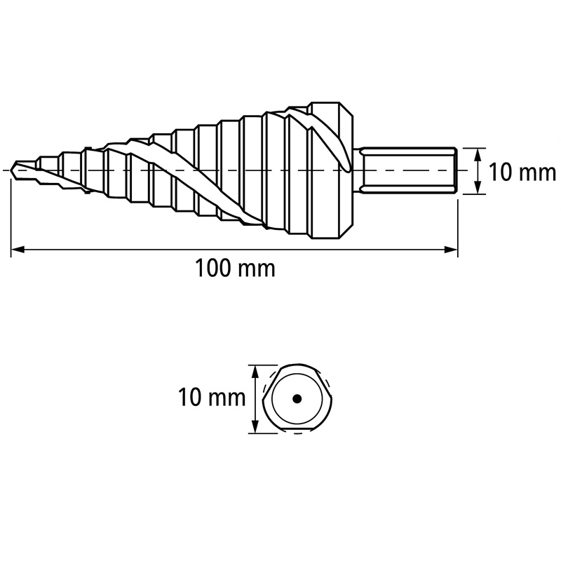 Burghiu conic in trepte HSS 4 - 30 mm PFERD, pentru metal si plastic