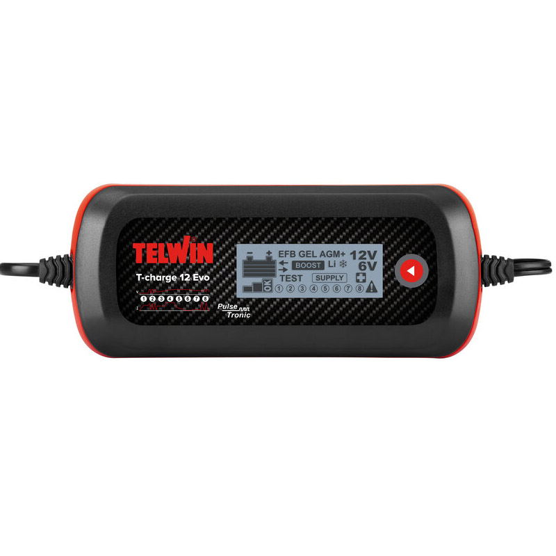 Redresor auto 6-12V Telwin T-CHARGE 12 EVO, pentru baterii WET, GEL, AGM, MF, PbCa, EFB, display LCD, cu functie de mentinere