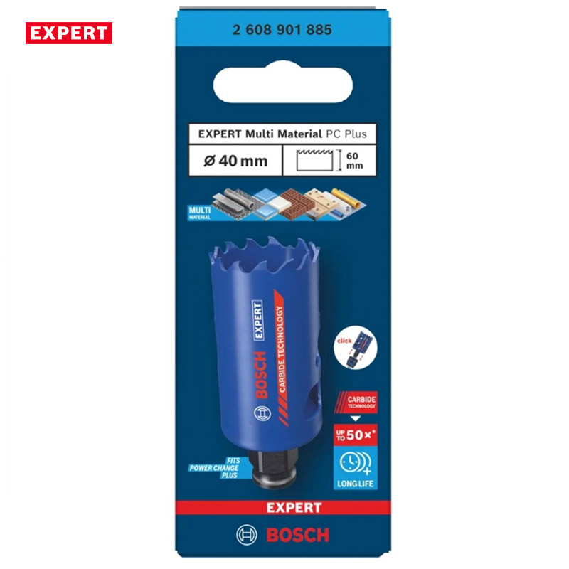 Carota profesionala BOSCH EXPERT Multi Material Power Change Plus, 40 x 60 mm