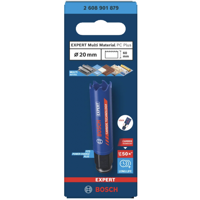 Carota profesionala BOSCH EXPERT Multi Material Power Change Plus, 20 x 60 mm