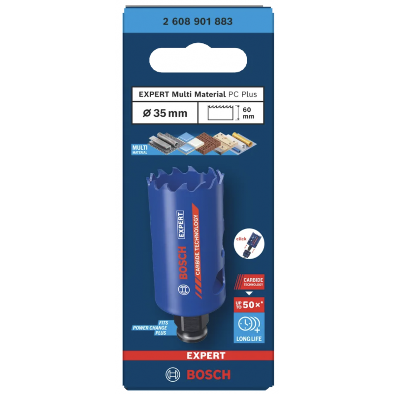 Carota profesionala BOSCH EXPERT Multi Material Power Change Plus, 35 x 60 mm