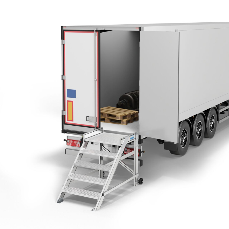 Scara cu podest mobila, 5 trepte, latime 600mm, inaltime platforma 1.0m, inaltime de lucru 3.0m