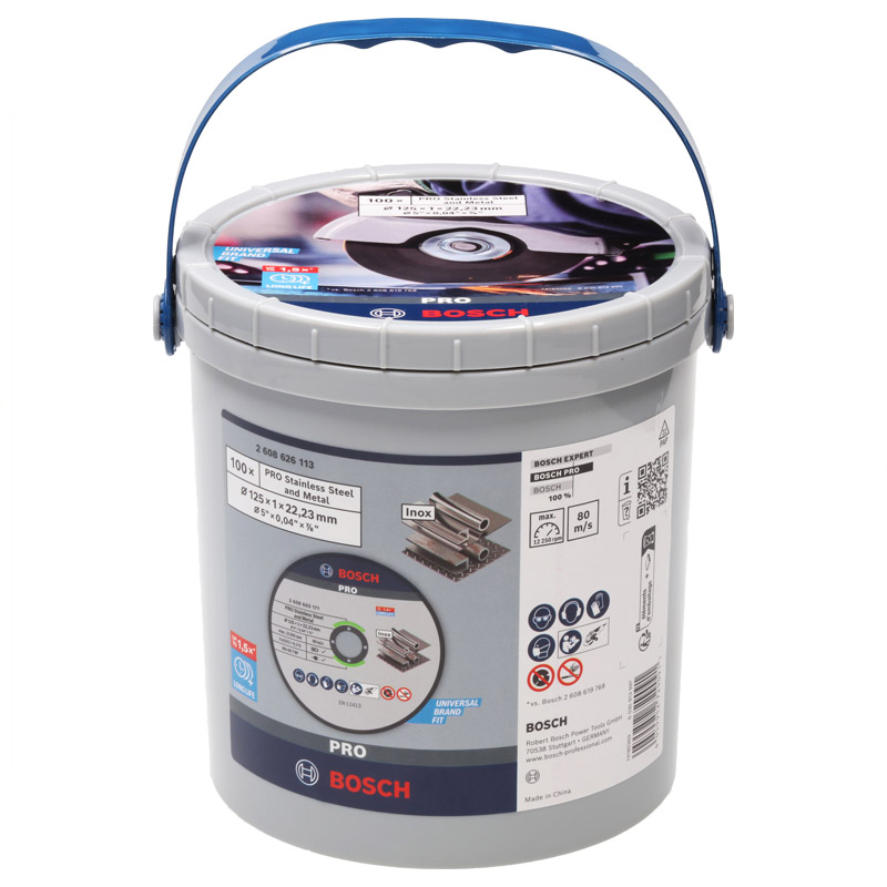 Set 100 discuri taiere standard BOSCH PRO pentru inox si alte metale, 125x1x22.23 mm