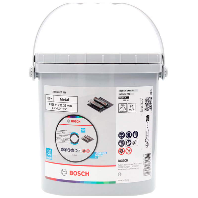 Set 100 discuri taiere standard BOSCH LINE pentru metale, 125x1x22.23 mm