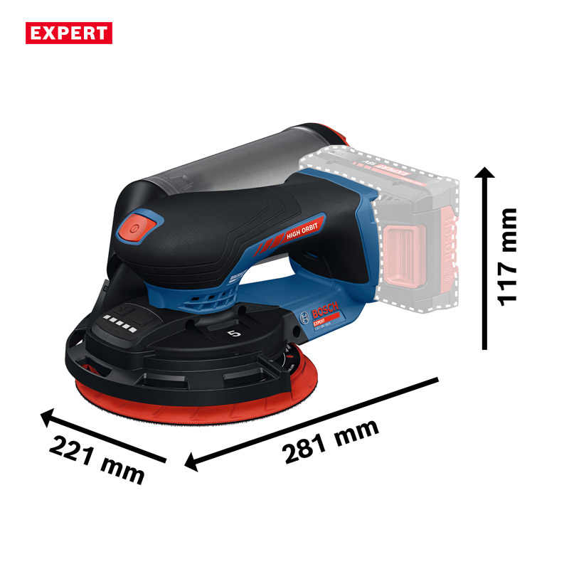 Slefuitor cu excentric si acumulatori 18V Li-Ion BOSCH EXPERT, 150 mm, L-BOXX, tip EXEX 18V-150-5 EXPERT SOLO