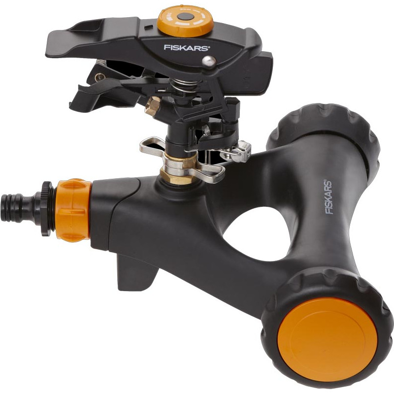 Aspersor pulsator metalic, cu roti, capacitate de irigare de peste 500 mp, Fiskars