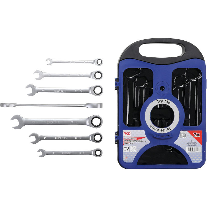 Set 7 chei combinate cu clichet BGS, 8-19 mm