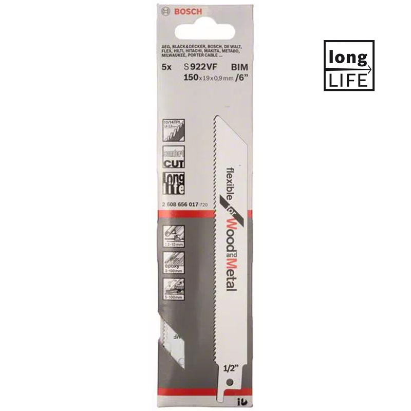 Set 5 panze pentru fierastraie sabie, tip S 922 VF