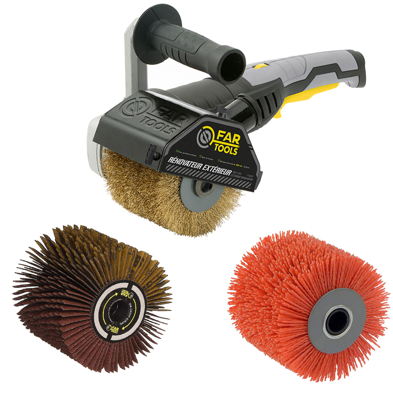 Set slefuitor cu perie FAR TOOLS, REX120D cu 3 perii incluse