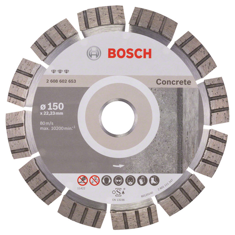 Disc diamantat pentru beton, beton armat, 150x22.2 mm