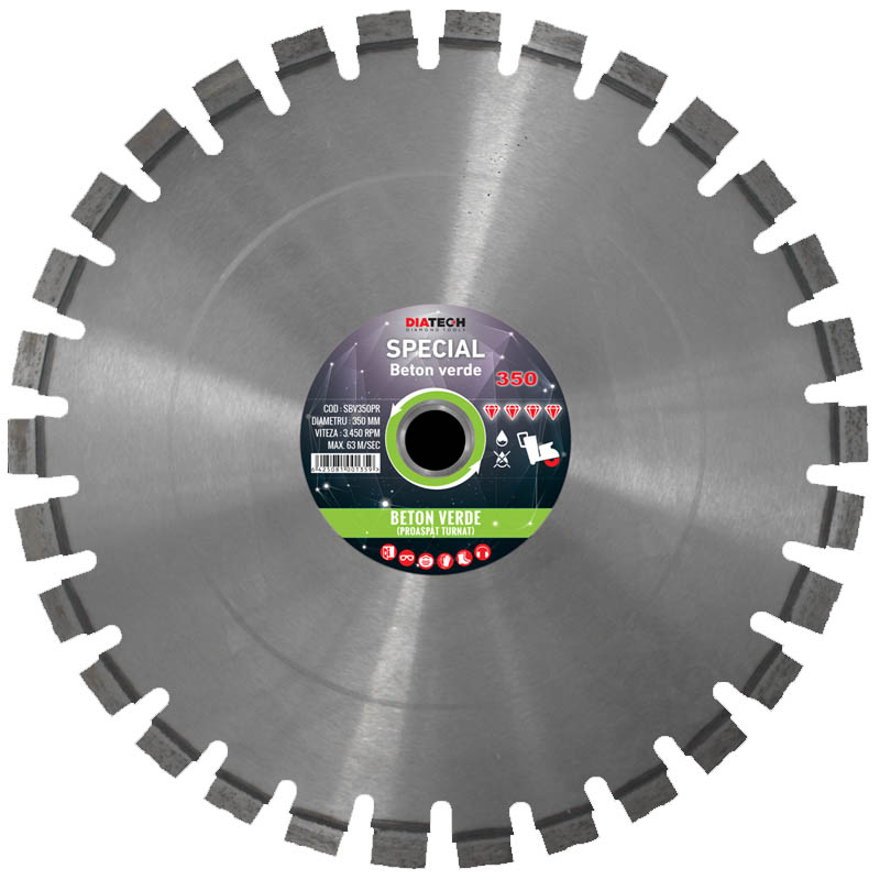 Disc diamantat SPECIAL, pentru Beton Verde, 350x25.4 mm