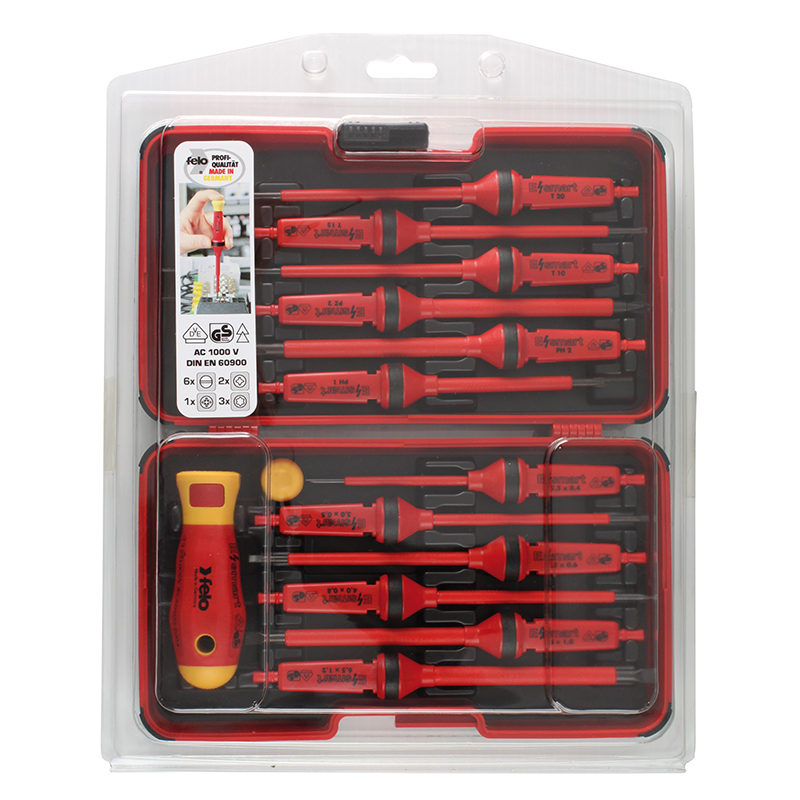 Set 14 surubelnite electrician FELO, izolate VDE E-SMART 1000V, blister