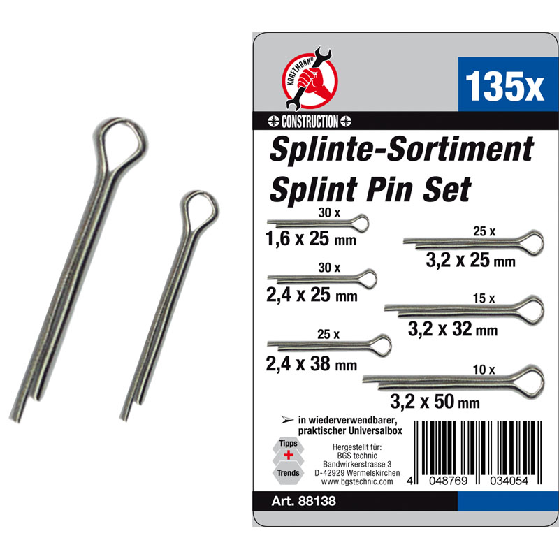 Set 135 sigurante drepte, Ø 1.6 - 3.2 mm