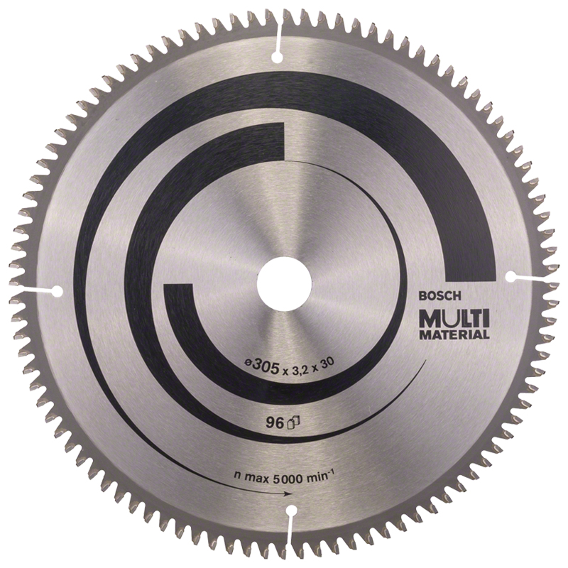 Disc placat pentru circular, 305 x 30 mm, 96 dinti, Multi-Material / Aluminiu