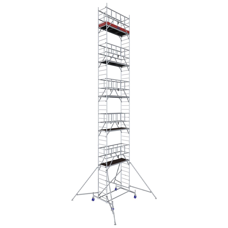 Schela Protec 0,6 x 2m, aluminiu, inaltime lucru 12.3m, inaltime schela 11.45m, inaltime platforma 10.3m (0+1+4+(4*3)+(4*Stabilizatoare))