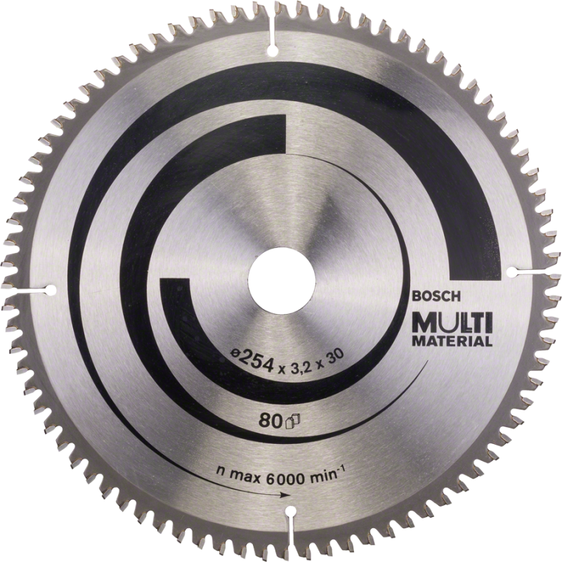 Disc placat pentru circular, 254 x 30 mm, 80 dinti, Multi-Material / Aluminiu