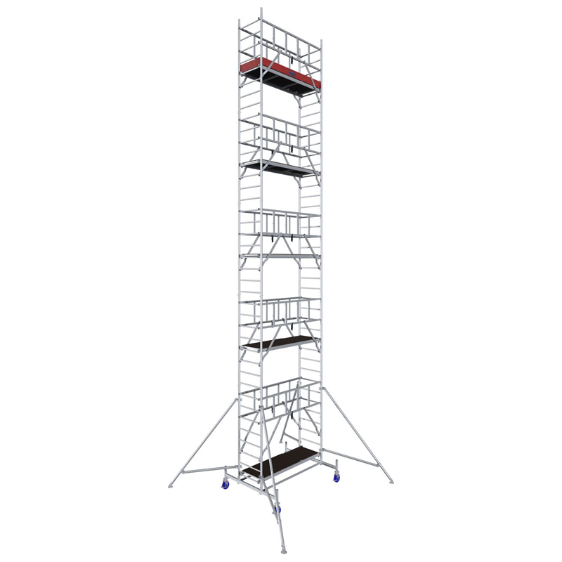 Schela Protec 0,6 x 2m, aluminiu, inaltime lucru 11.3m, inaltime schela 10.45m, inaltime platforma 9.3m (0+2+4+(3*3)+(4*Stabilizatoare))