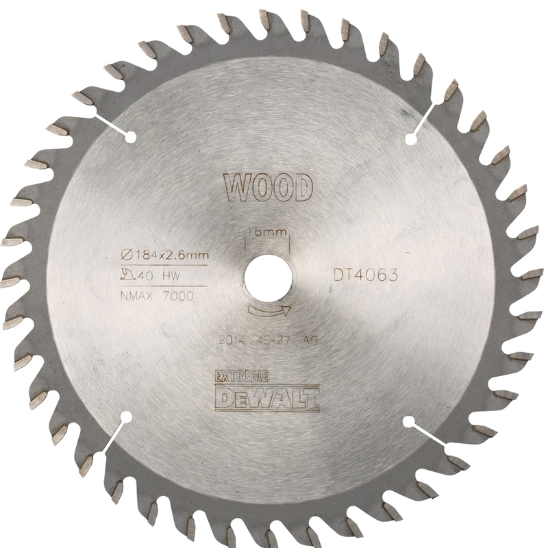 Disc (panza) pentru ferastrau circular, 184x16x2.6 mm, 40 dinti, pentru lemn, Dewalt Extreme DT4063-QZ