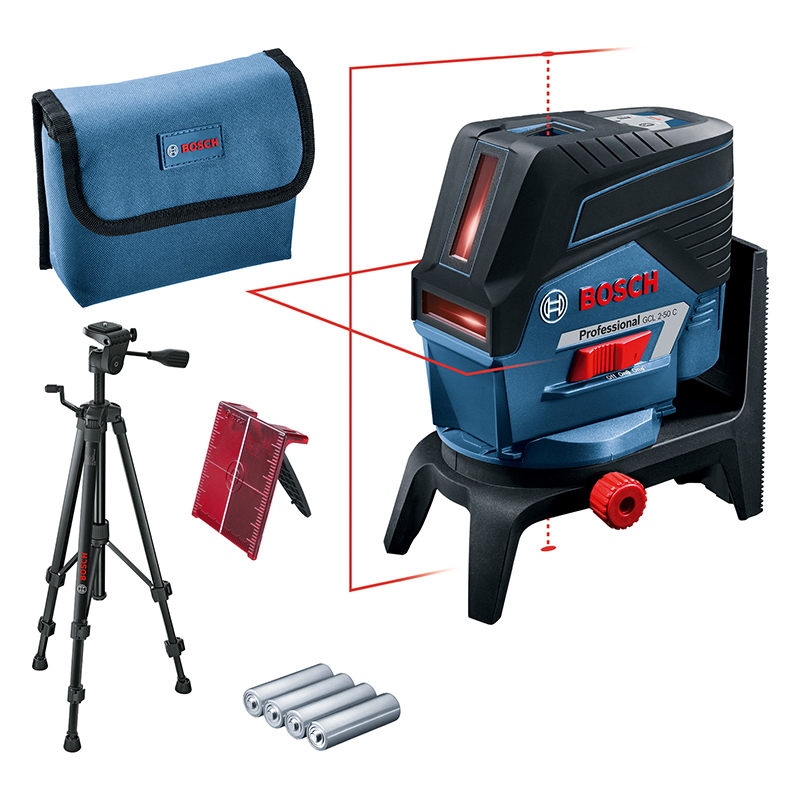 Nivela laser cu linii si puncte Bosch, tip GCL 2-50C cu stativ BT150 si suport rotativ RM2