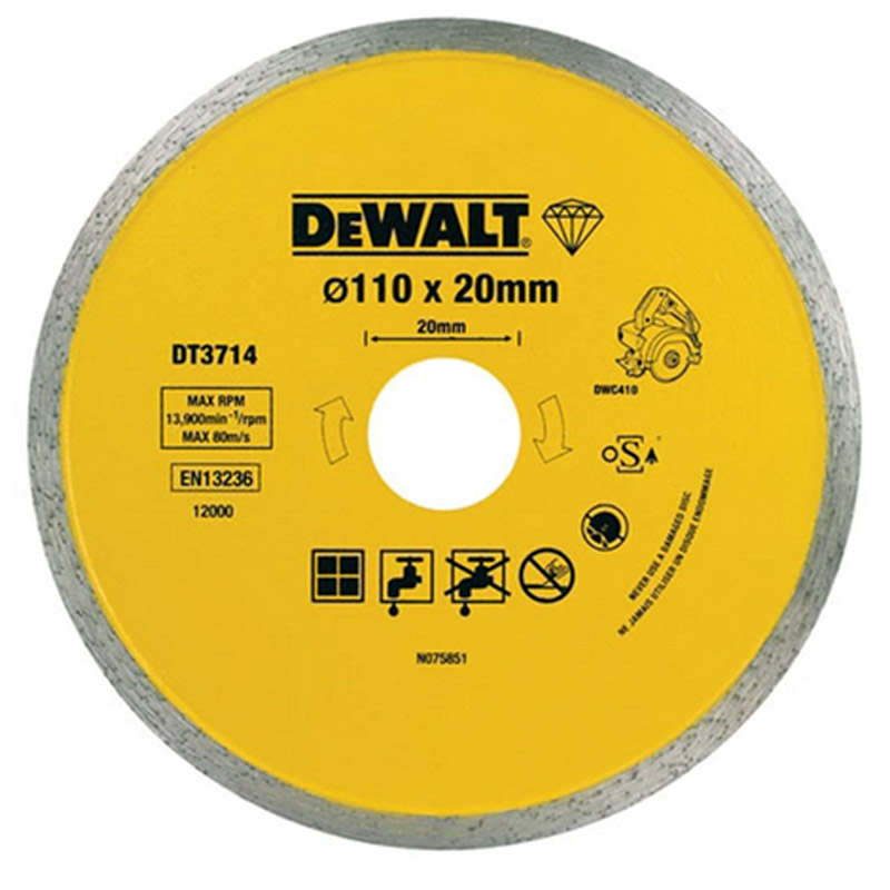 Disc diamantat continuu pentru materiale de santier (placi ceramice), 110x20 mm, tip DT3714-QZ