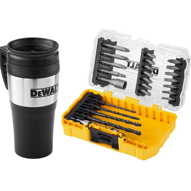 Set 25 accesorii pentru insurubare si gaurire + cana DeWalt, tip DT70707-QZ