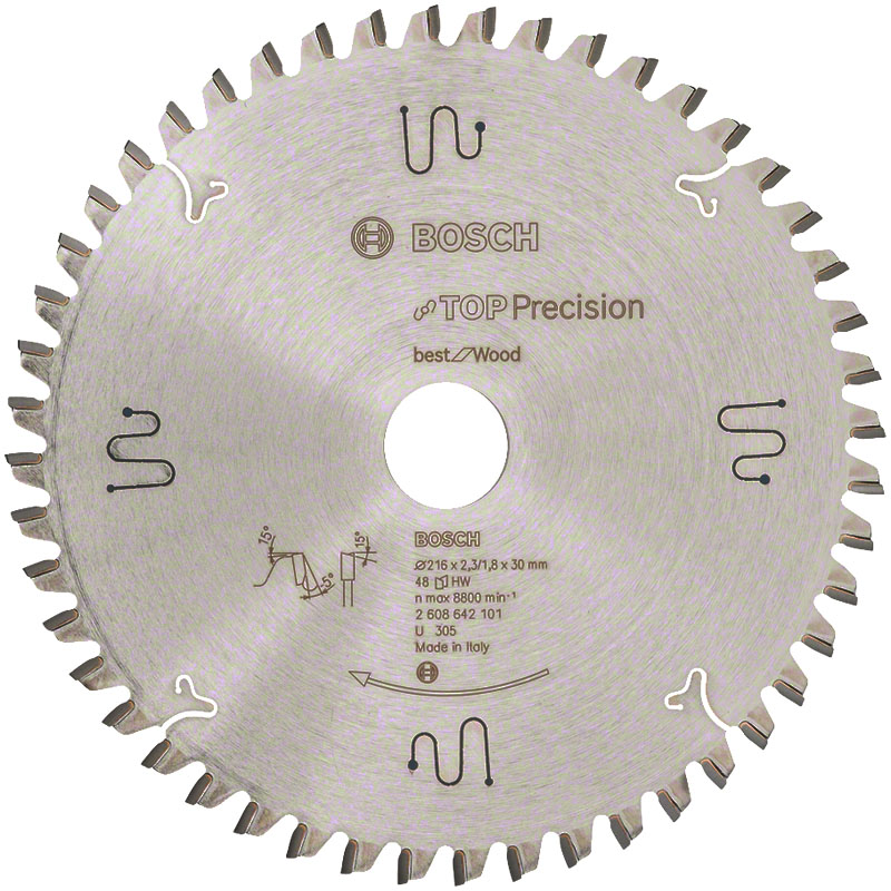 Disc placat pentru circular, 216 x 30 mm, 48 dinti, Top Precision Best for Wood