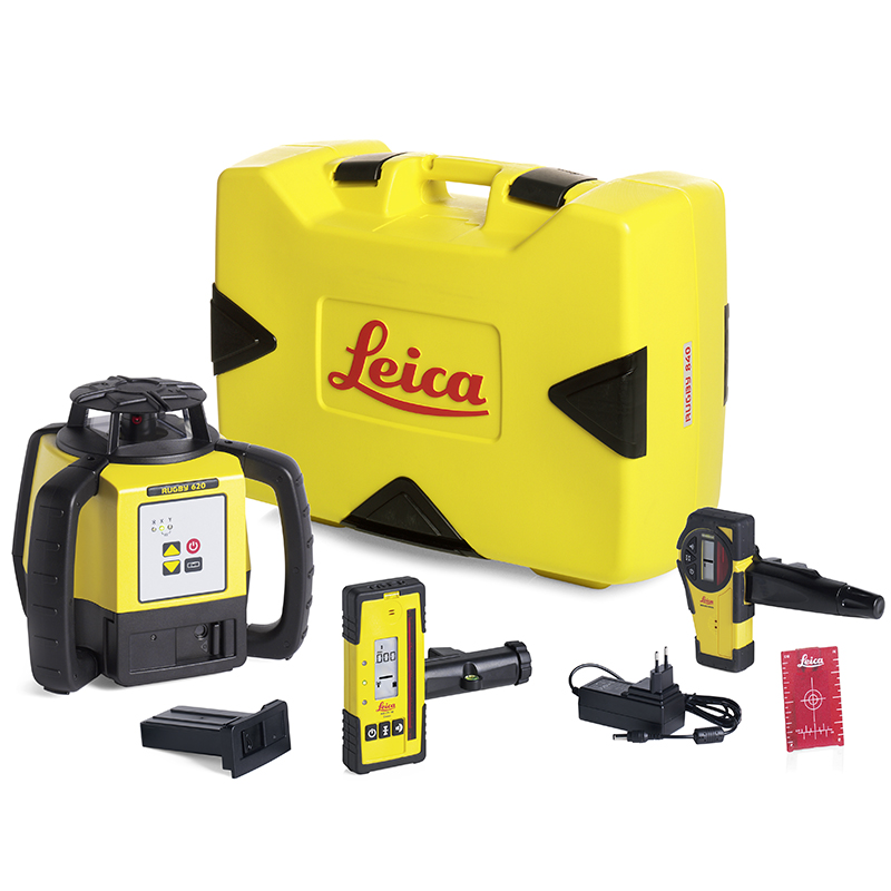 Nivela laser rotativa Leica, tip RUGBY 620, receptor Rod Eye 140