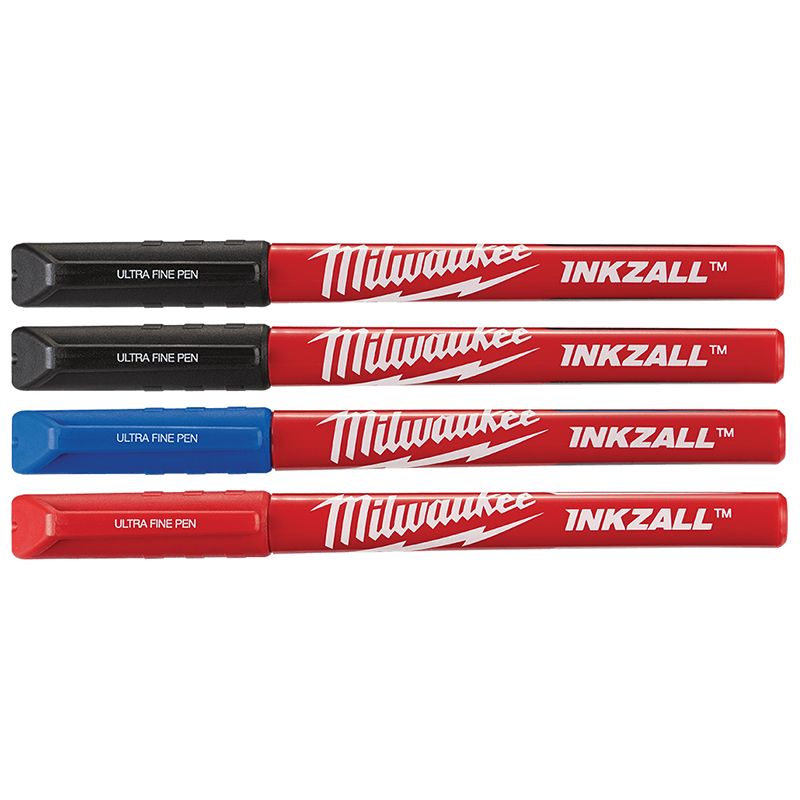 Set 4 markere permanente INKZALL™, colorate, varf fin ascutit 