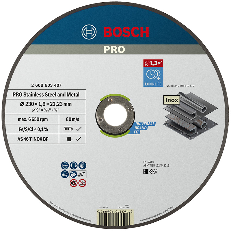 Disc taiere inox si metal BOSCH PRO 230x1.9 mm