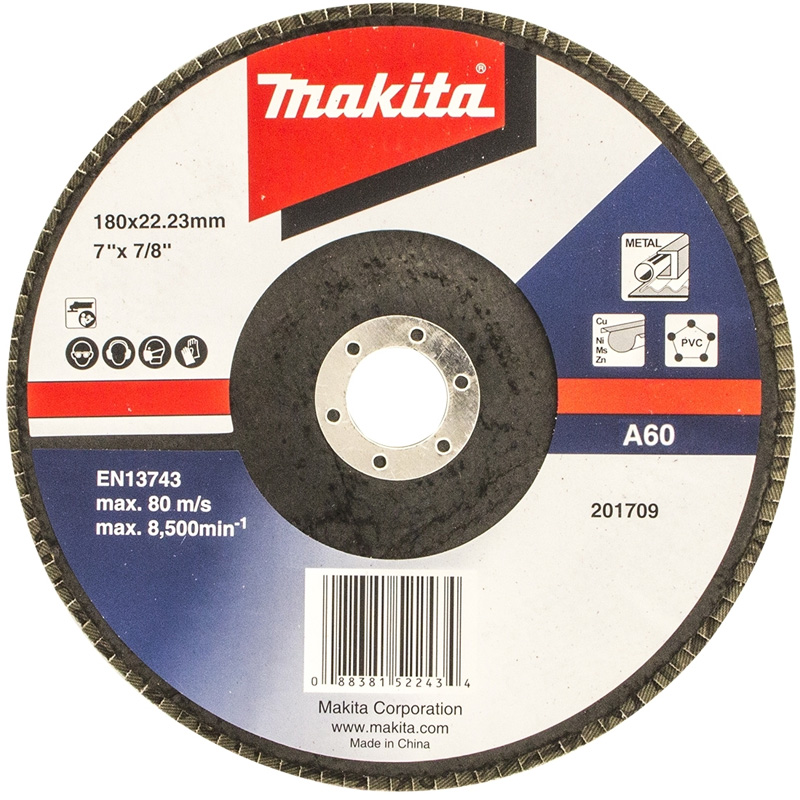 Disc de slefuire evantai, 180 mm, G60, cu degajare, suport plastic 