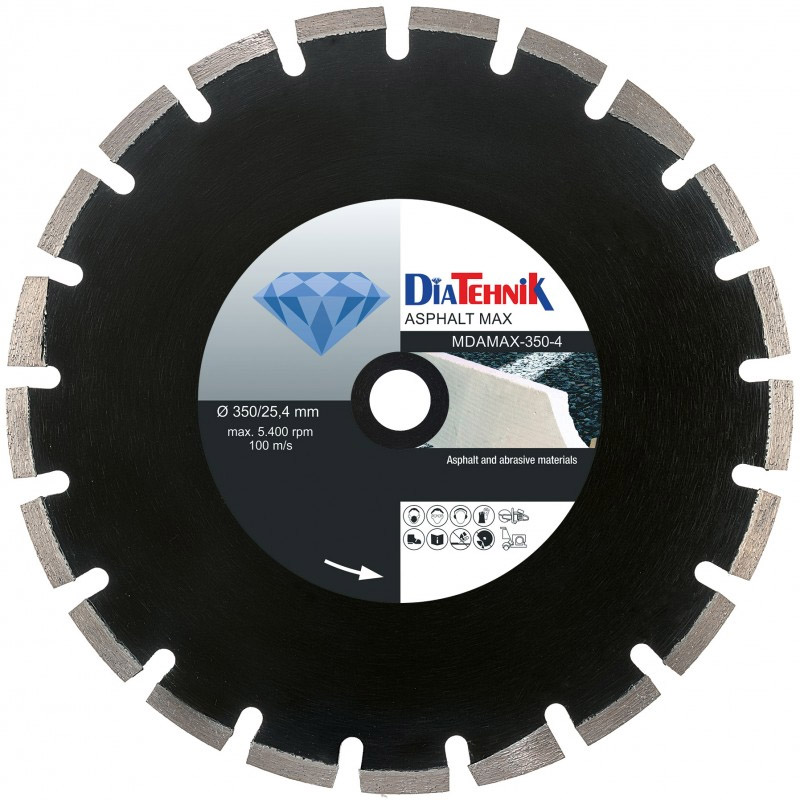 Disc diamantat DIA AsphaltMAX 350x25.4x10 mm, pentru asfalt si beton proaspat (