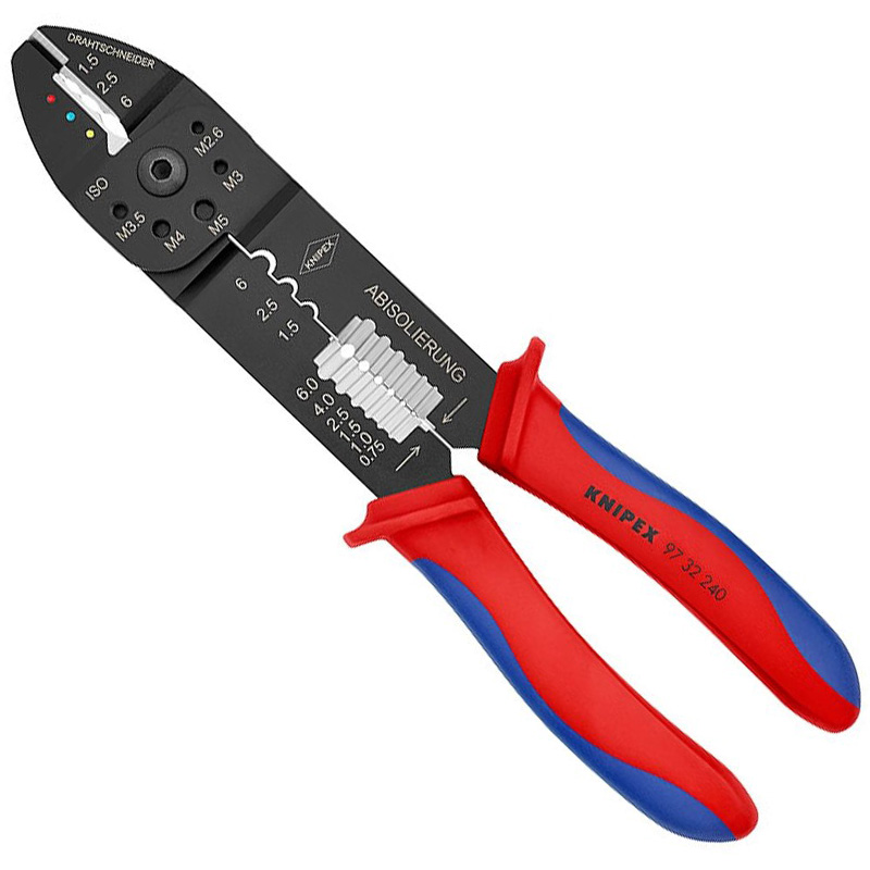 Cleste pentru sertizat papuci izolati si neizolati, taiat si dezizolat, Knipex,  0.5 - 6.0 mm², 240 mm
