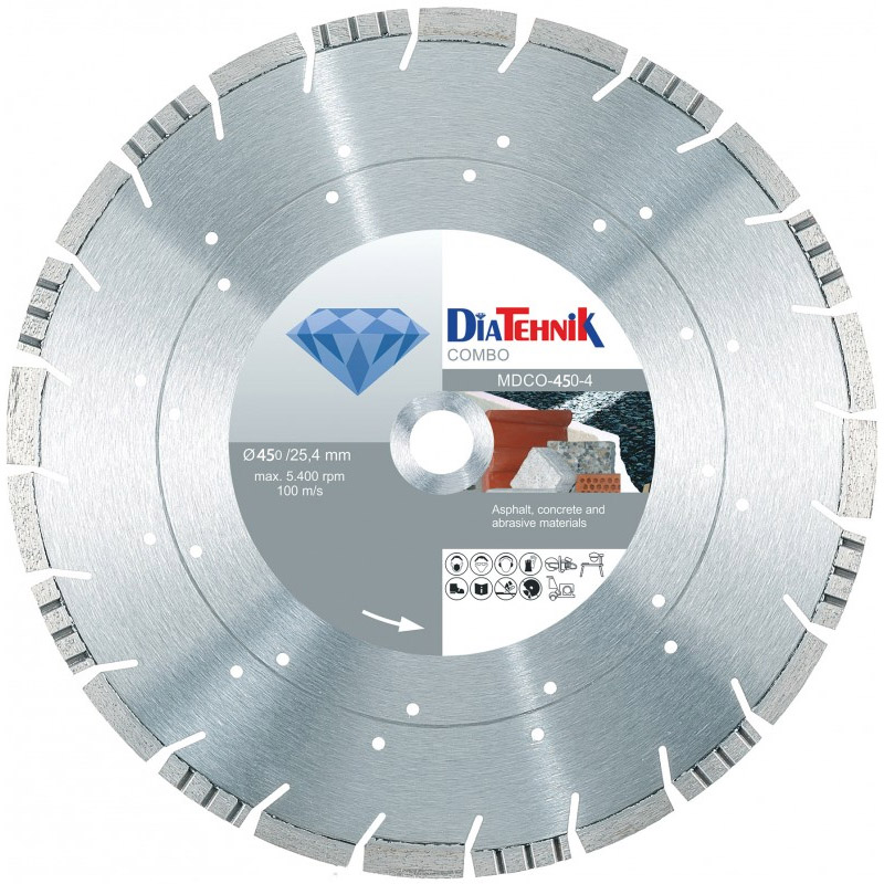 Disc DiaTehnik Combo asfalt, beton si granit, 450x25.4x13.5mm