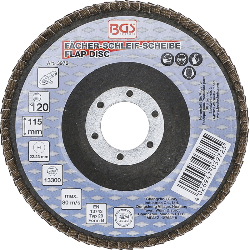 Disc lamelar / evantai de slefuire, Ø115 mm, K120