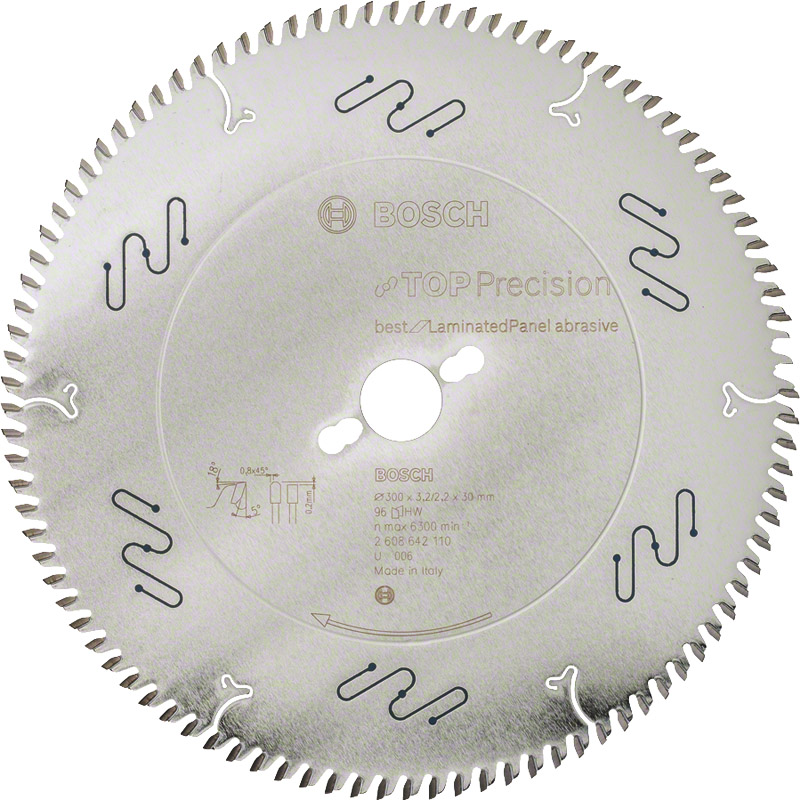 Disc (panza) pentru circular, 300 x 30 mm, 96 dinti, Bosch TOP PRECISION Best for Laminated Panel