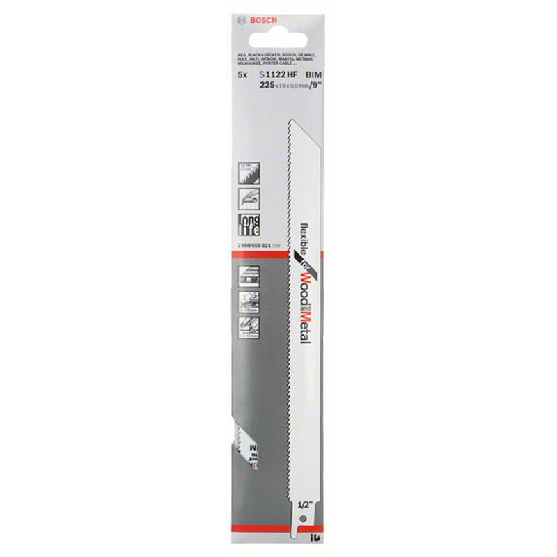 5 Panze pentru fierastraie sabie BOSCH S 1122 HF flexibile, Pallet Repair