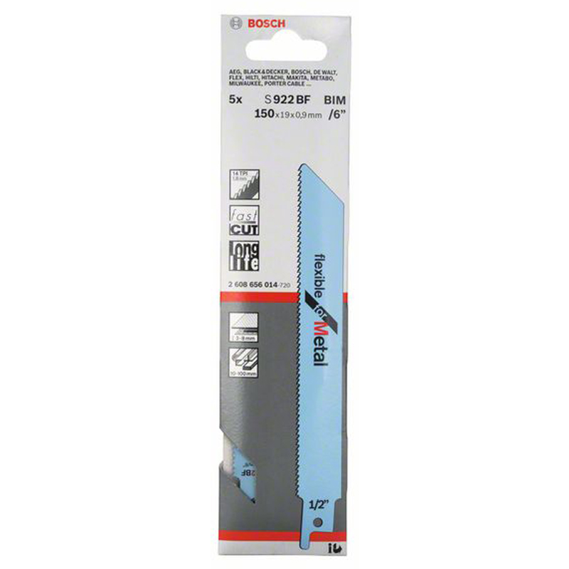 Set 5 panze pentru fierastraie sabie, tip S 922 BF Flexibile 