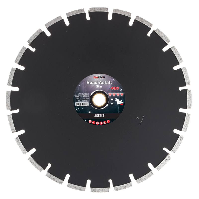Disc diamantat ROAD STAR ASFALT, pentru asfalt/beton, 400x25.4 mm