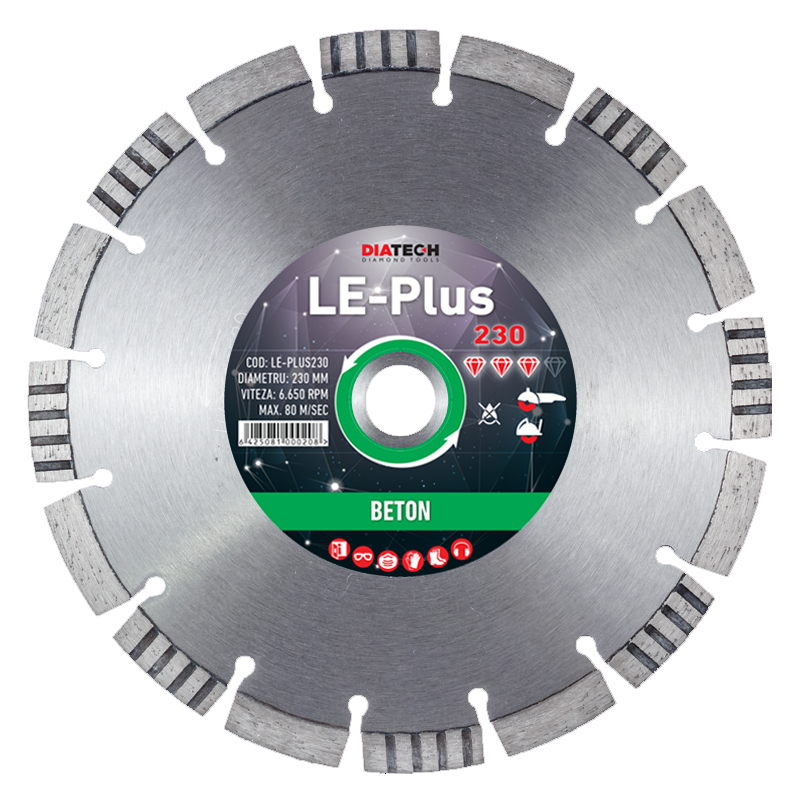 Disc diamantat segmentat LE-PLUS pentru beton, 230x22.2 mm