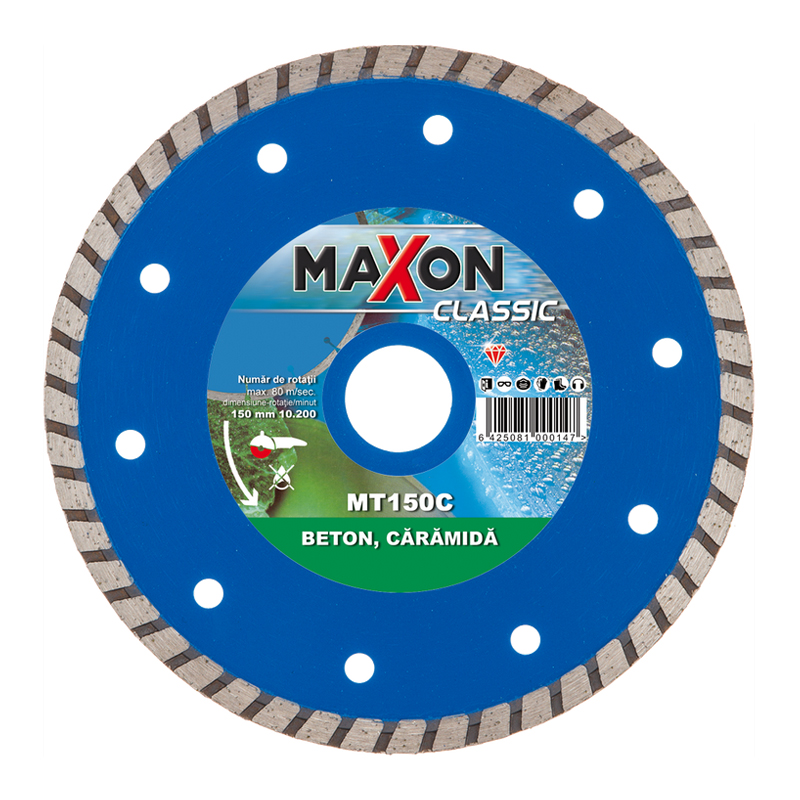 Disc diamantat continuu Maxon Turbo pentru beton, caramida, 150x22.2 mm