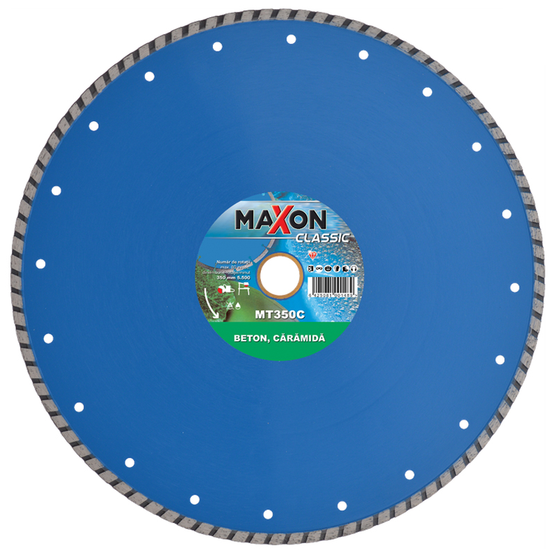 Disc diamantat continuu Maxon Turbo pentru beton, caramida, 350x22.2 mm